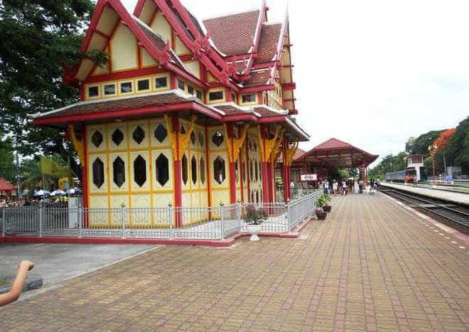 The architecture of the 104-year-old Hua Hin train station is typically Thai